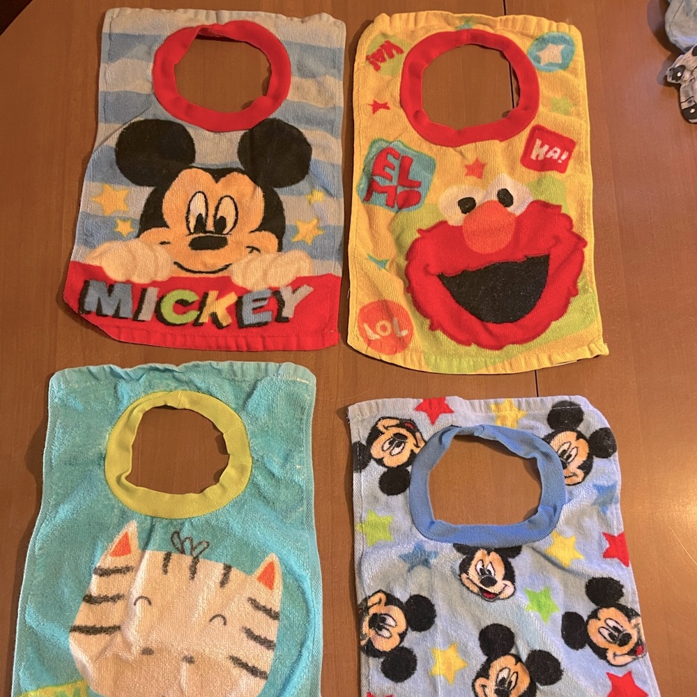 Bundle of 4 large cloth baby bibs